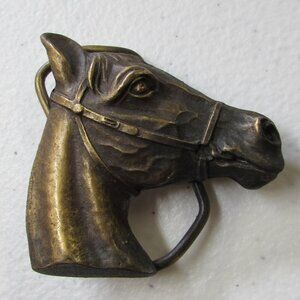 Vintage 1975 Bergamot Brass Works Horse Head Belt Buckle